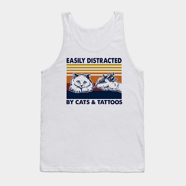 Easily Distracted By Cats And Tattoos Tank Top by Hound mom